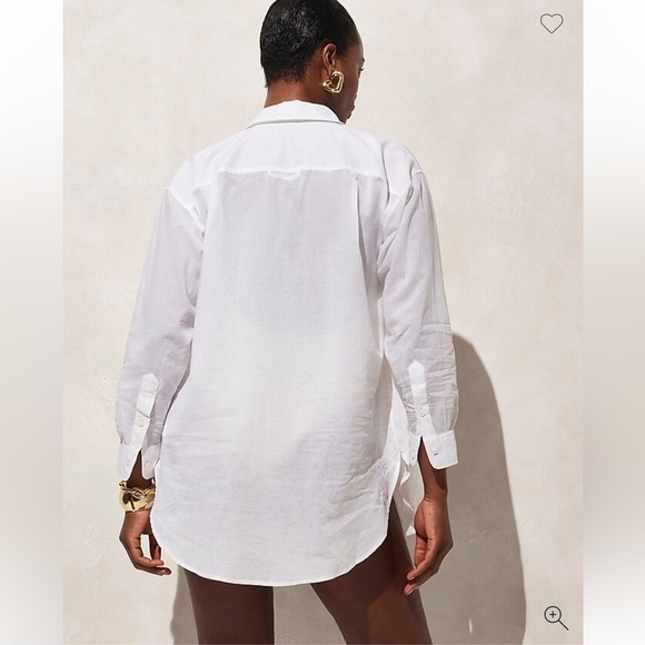 NEW J. CREW Button-up cotton voile shirt in white Semi Sheer Cover Up Size XXS - Picture 2 of 8